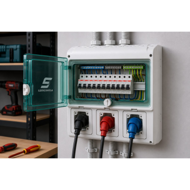 Surface-mounted modular distribution board | 12 modules | 340x335x160mm | with 3 socket positions | IP65 | transparent doors | Kaedra 2 Surface-mounted modular distribution board | 12 modules | 340x335x160mm | with 3 socket positions | IP65 | transparent doors | Kaedra 2