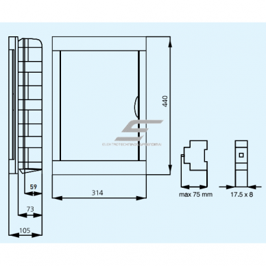 Elektriskā sadales kārba 36 moduļiem | iebūvējama | nišā montējama | plastmasas | 314x440x105mm | IP40 | BQDT1361 Panasonic 1