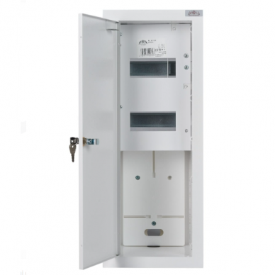 Electrical distribution board | enclosure | 12 modules | with lock | 180x540x120 mm | for 1-phase electricity meters | flush-mounted | steel | IP31 1 Electrical distribution board | enclosure | 12 modules | with lock | 180x540x120 mm | for 1-phase electricity meters | flush-mounted | steel | IP31 1