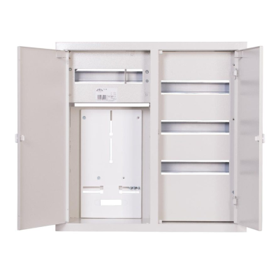 Electrical Distribution Board | Enclosure | 48 Modules | Double Doors | 590x595x210mm | For 3-Phase Electricity Meters | Flush-Mounted | Steel | IP31 1