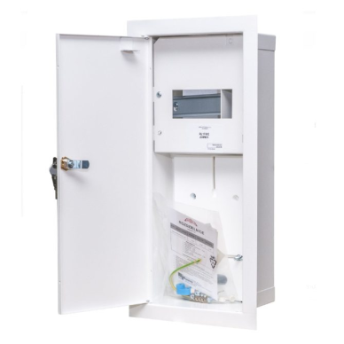 Elektro sadales skapis | kaste | ar slēdzeni | 6 moduļi | 230x480x120 mm | 1 fāzes elektro skaitītājiem | iebūvējams | tērauda | IP31 1