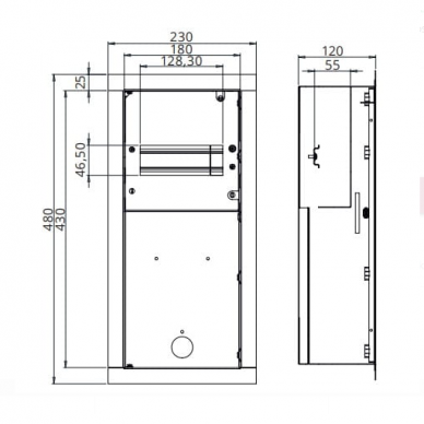 Rozdzielnica elektryczna | Obudowa | 7 modułów | 230x480x120 mm | Do liczników 1-fazowych | Podtynkowa | Stalowa | IP31 3 Rozdzielnica elektryczna | Obudowa | 7 modułów | 230x480x120 mm | Do liczników 1-fazowych | Podtynkowa | Stalowa | IP31 3