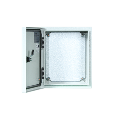 Electrical distribution enclosure | box | cabinet | with mounting plate | 200x200x150mm | hermetic | surface mounted | steel | IP65 1