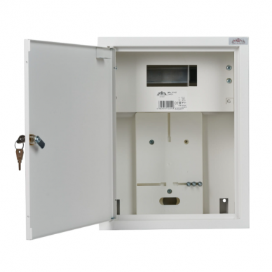 Single-phase | incoming electrical distribution board | enclosure | cabinet | with distribution | 6 modules | with lock | 395x310x220 mm | for 1x single-phase meter | sealable | surface-mounted | steel | IP31 1 Single-phase | incoming electrical distribution board | enclosure | cabinet | with distribution | 6 modules | with lock | 395x310x220 mm | for 1x single-phase meter | sealable | surface-mounted | steel | IP31 1