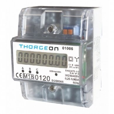 Модульный трёхфазный счётчик электроэнергии | 80 А | 3×230/400 В | IP20 | DIN | THORGEON 01002 Модульный трёхфазный счётчик электроэнергии | 80 А | 3×230/400 В | IP20 | DIN | THORGEON 01002