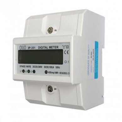 Modular three-phase energy meter | 100 A | 3×230/400 V | DIN | Ollo 3P-351 Modular three-phase energy meter | 100 A | 3×230/400 V | DIN | Ollo 3P-351