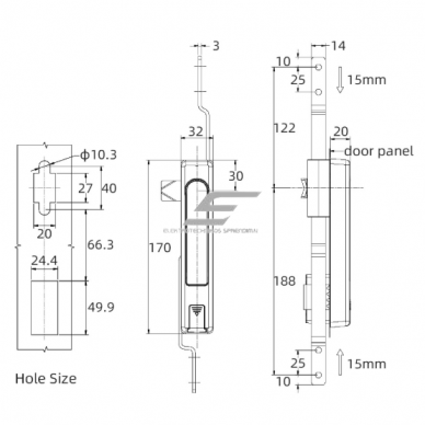 Smart electronic lock for metal cabinets | three-point locking | 170x32x20mm | electronic key | IP66 | zinc alloy 3 Smart electronic lock for metal cabinets | three-point locking | 170x32x20mm | electronic key | IP66 | zinc alloy 3