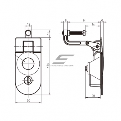 Electrical cabinet lock with handle | compression mechanism | with key | sealed | IP protection | zinc alloy | silver 2