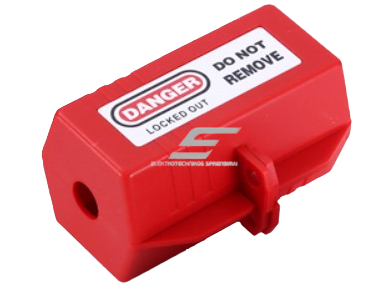 Elektros kištuko blokavimo dėžutė | LOTO saugos įrenginys | universalus | su spynos tvirtinimu | 65x65x118mm | raudona