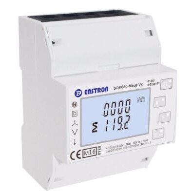 Modułowy trójfazowy wielofunkcyjny licznik energii elektrycznej | 100 A | 3×230/400 V | dwukierunkowy | RS485 Modbus | DIN | Eastron SDM630-Modbus V2 1