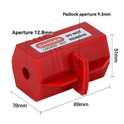 Electrical plug lockout box | LOTO safety device | universal | with padlock fixing | 78x89x51 mm | red 1 Electrical plug lockout box | LOTO safety device | universal | with padlock fixing | 78x89x51 mm | red 1