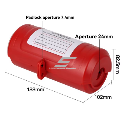 Electrical plug lockout box | LOTO safety device | universal | with padlock fastening | 188x102x82.5 mm | red 1 Electrical plug lockout box | LOTO safety device | universal | with padlock fastening | 188x102x82.5 mm | red 1