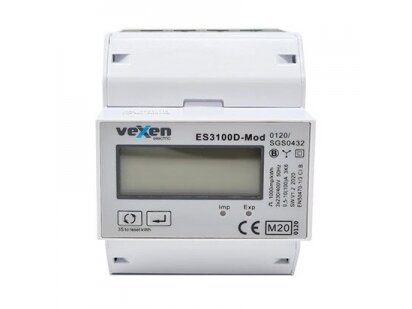Modulinis trifazis elektros energijos skaitiklis | 100 A | 3×230/400 V | 1 tarifas | S0 impulsinis išėjimas | MID | DIN | VEXEN ESM3100D Modulinis trifazis elektros energijos skaitiklis | 100 A | 3×230/400 V | 1 tarifas | S0 impulsinis išėjimas | MID | DIN | VEXEN ESM3100D