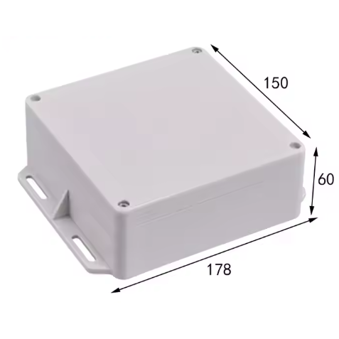 Electrical installation distribution box | with side lugs | hermetic | 178x150x60mm | surface-mounted | plastic | grey | IP65 4 Electrical installation distribution box | with side lugs | hermetic | 178x150x60mm | surface-mounted | plastic | grey | IP65 4