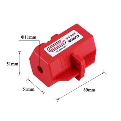 Electrical plug lockout box | LOTO safety device | universal | with padlock fixing | 51x51x89mm | red 3