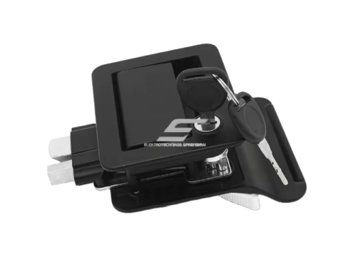 Elektros spintos spyna su rankena | dvigubas užraktas | 90.5x65.5mm | ANSI Grade 2 | 2 raktai | universali | cinko lydinys | juoda 1