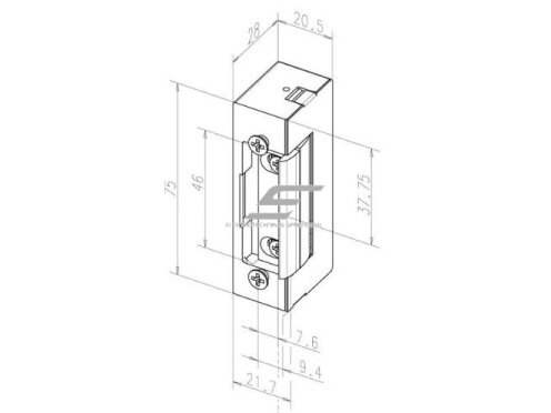 Elektromagnetinė durų spyna | sklendė | 44Ohm | 12VDC | 75x20,5x28mm | su atjungimu | ASSA ABLOY | EFF EFF E7E 1