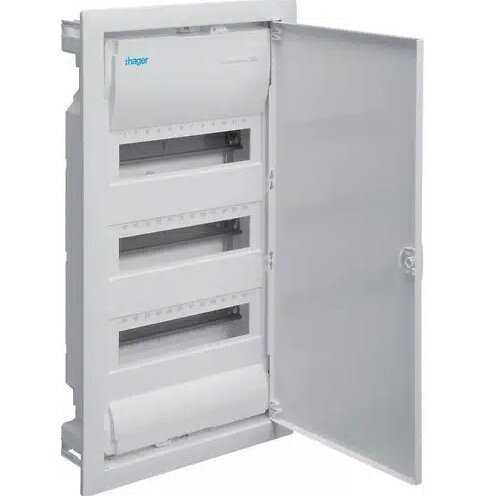 Elektriskās sadales skapja kaste paneļa 36 moduļi, iebūvējams | plastmasas | 630x348x94,5mm | IP30 | VU36NE Hager Elektriskās sadales skapja kaste paneļa 36 moduļi, iebūvējams | plastmasas | 630x348x94,5mm | IP30 | VU36NE Hager