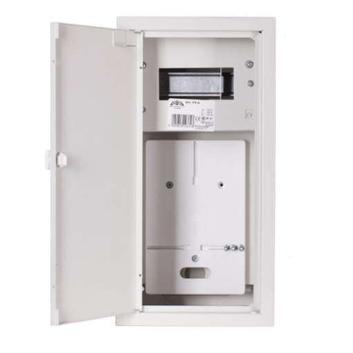 Single-phase | incoming electrical distribution board | enclosure | cabinet | with distribution section | 6 modules | with lock | 430x220x220 mm | for 1x single-phase meter | with sealing possibility | surface-mounted | steel | IP31 1 Single-phase | incoming electrical distribution board | enclosure | cabinet | with distribution section | 6 modules | with lock | 430x220x220 mm | for 1x single-phase meter | with sealing possibility | surface-mounted | steel | IP31 1