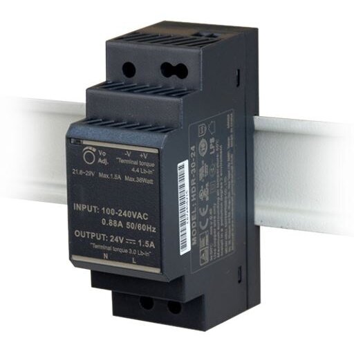 Impulsu barošanas bloks | 85-264VAC/24VDC | 36W | 1,5A | DIN sliede | IP20 | Sentera Controls | DHDR8-24-36