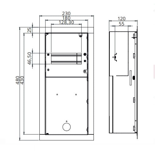 Rozdzielnica elektryczna | Obudowa | 7 modułów | 230x480x120 mm | Do liczników 1-fazowych | Podtynkowa | Stalowa | IP31 3 Rozdzielnica elektryczna | Obudowa | 7 modułów | 230x480x120 mm | Do liczników 1-fazowych | Podtynkowa | Stalowa | IP31 3