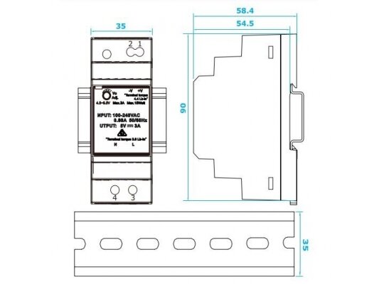 Impulsinis maitinimo šaltinis | 85-264VAC/24VDC | 36W | 1,5A | DIN bėgelis | IP20 | Sentera Controls | DHDR8-24-36 1