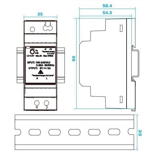 Impulsu barošanas bloks | 85-264VAC/24VDC | 36W | 1,5A | DIN sliede | IP20 | Sentera Controls | DHDR8-24-36 1 Impulsu barošanas bloks | 85-264VAC/24VDC | 36W | 1,5A | DIN sliede | IP20 | Sentera Controls | DHDR8-24-36 1