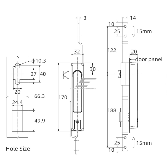 Smart electronic lock for metal cabinets | three-point locking | 170x32x20mm | electronic key | IP66 | zinc alloy 3 Smart electronic lock for metal cabinets | three-point locking | 170x32x20mm | electronic key | IP66 | zinc alloy 3