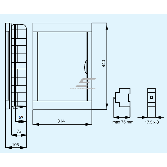 Elektriskā sadales kārba 36 moduļiem | iebūvējama | nišā montējama | plastmasas | 314x440x105mm | IP40 | BQDT1361 Panasonic 1