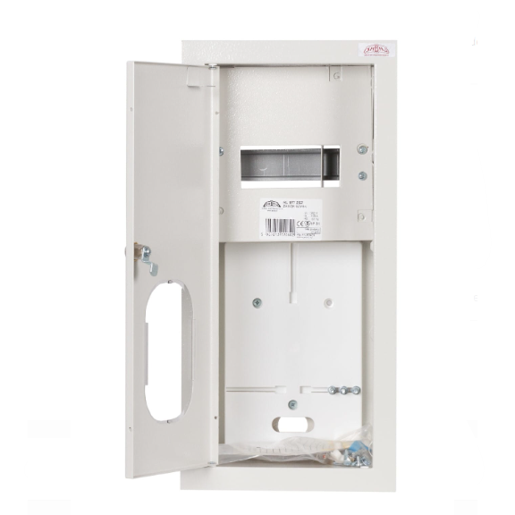 Elektro sadales skapis | kārba | 7 moduļi | ar slēdzeni un stiklu | 230x480x120 mm | 1 fāzes elektro skaitītājiem | iebūvējams | tērauda | IP31 1