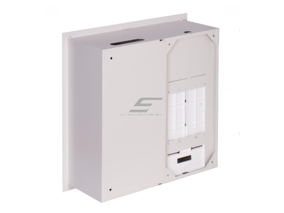 Elektros paskirstymo skydelis | dėžė | 36 modulių | dvigubos durys su spyna ir stiklu  | 590x595x210mm | 3F elektros skaitikliams | potinkinis | plieninis | IP31 2