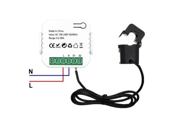 Modulinis | išmanus | nuotolinis elektros energijos skaitiklis su srovės transformatoriumi CT | 1F | 0,2-80A | 100-240V | DIN | Wi-Fi | TUYA | Smart Life 4 Modulinis | išmanus | nuotolinis elektros energijos skaitiklis su srovės transformatoriumi CT | 1F | 0,2-80A | 100-240V | DIN | Wi-Fi | TUYA | Smart Life 4