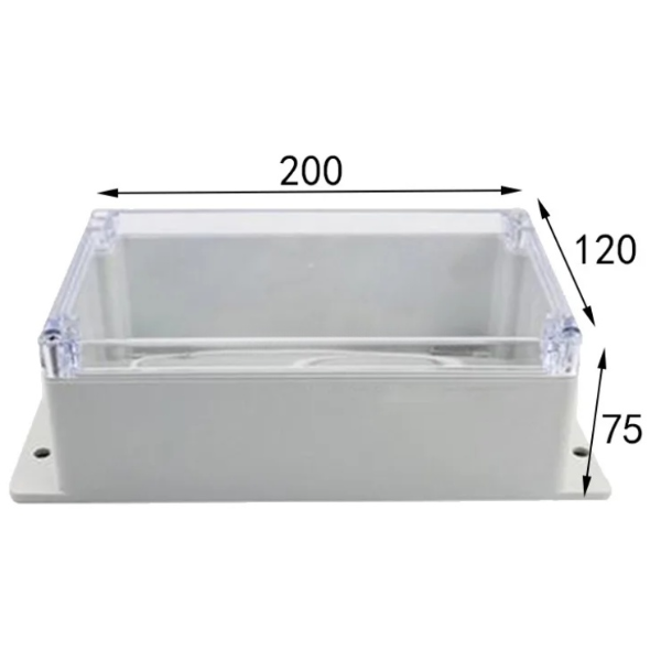 Electrical installation distribution box | with side lugs | hermetic | 200x120x75mm | surface-mounted | plastic | transparent cover | IP65 2 Electrical installation distribution box | with side lugs | hermetic | 200x120x75mm | surface-mounted | plastic | transparent cover | IP65 2
