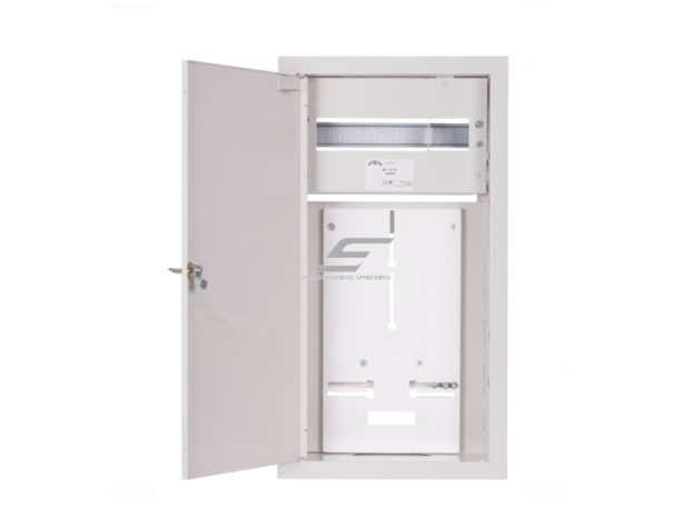 Elektros paskirstymo skydelis | dėžė | 12 modulių | su spyna | 270x540x120mm | 1F ir 3F elektros skaitikliams | potinkinis | plieninis | IP31 1 Elektros paskirstymo skydelis | dėžė | 12 modulių | su spyna | 270x540x120mm | 1F ir 3F elektros skaitikliams | potinkinis | plieninis | IP31 1