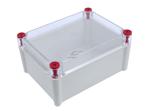 Elektros instaliacijos paskirstymo dėžutė su skaidriu dangteliu | varžtais | plastikinė | hermetinė | 140x190x100mm | paviršinė | pilka | IP67 Elektros instaliacijos paskirstymo dėžutė su skaidriu dangteliu | varžtais | plastikinė | hermetinė | 140x190x100mm | paviršinė | pilka | IP67