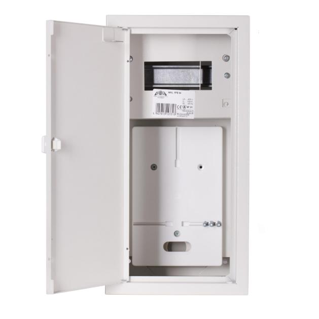 Vienfāzes | ievada elektro sadales skapis | kaste | sadales vairogs | ar sadales sekciju | 6 moduļi | 430 x 220 x 220 mm | 1x vienfāzes skaitītājam | ar plombēšanas iespēju | virsapmetuma | tērauda | IP31 1
