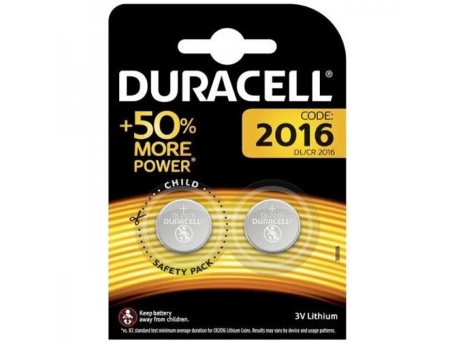 Elementai | baterijos | 3V | CR2016 | Duracell | 5000394203884