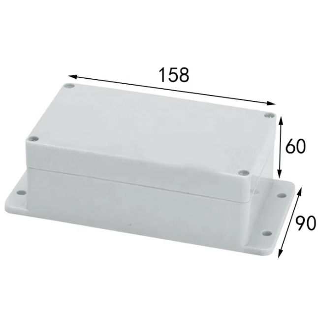Rozdzielnica elektryczna | z uszami po bokach | hermetyczna | 158x90x60mm | montaż powierzchniowy | plastikowy | szary | IP65 2 Rozdzielnica elektryczna | z uszami po bokach | hermetyczna | 158x90x60mm | montaż powierzchniowy | plastikowy | szary | IP65 2