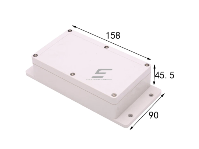 Elektros instaliacijos paskirstymo dėžutė | su auselėmis šonuose | hermetinė | 158x90x45,5mm | paviršinė | plastikinė | pilka | IP65 4 Elektros instaliacijos paskirstymo dėžutė | su auselėmis šonuose | hermetinė | 158x90x45,5mm | paviršinė | plastikinė | pilka | IP65 4