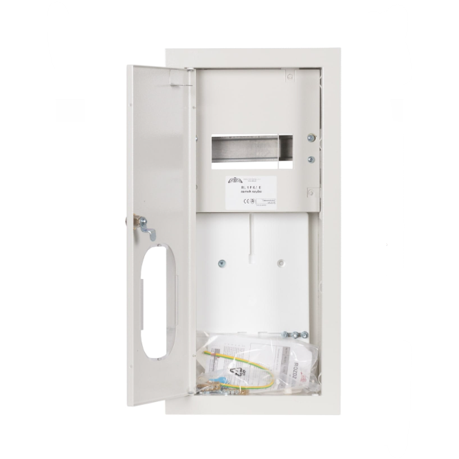 Elektro sadales skapis | kārba | ar slēdzeni un stiklu | 6 moduļi | 230x480x120 mm | 1 fāzes elektro skaitītājiem | iebūvējams | tērauda | IP31 1 Elektro sadales skapis | kārba | ar slēdzeni un stiklu | 6 moduļi | 230x480x120 mm | 1 fāzes elektro skaitītājiem | iebūvējams | tērauda | IP31 1