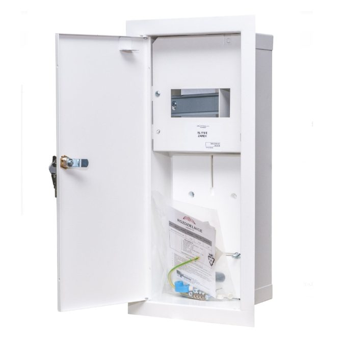 Elektro sadales skapis | kaste | ar slēdzeni | 6 moduļi | 230x480x120 mm | 1 fāzes elektro skaitītājiem | iebūvējams | tērauda | IP31 1 Elektro sadales skapis | kaste | ar slēdzeni | 6 moduļi | 230x480x120 mm | 1 fāzes elektro skaitītājiem | iebūvējams | tērauda | IP31 1