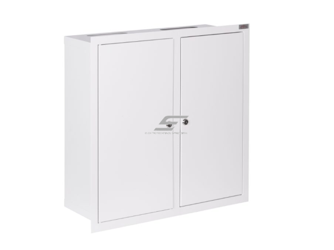Elektros paskirstymo skydelis | dėžė | 48 modulių | dvigubos durys su spyna | 590x595x210mm | 3F elektros skaitikliams | potinkinis | plieninis | IP31