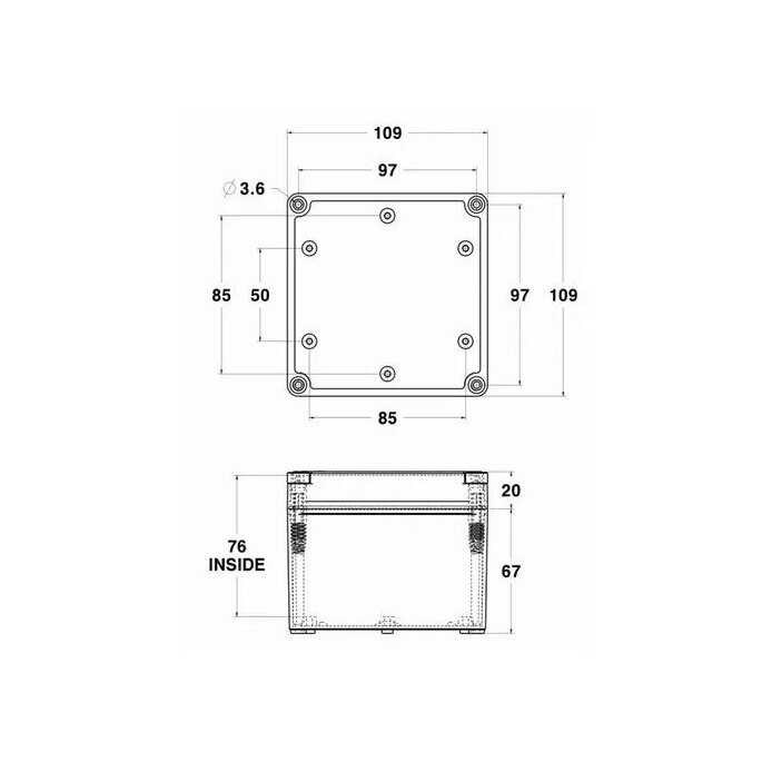 Elektripaigaldise harukarp | plastikust | hermeetiline | 100x100x80mm | pinnapealne | hall | IP67 2
