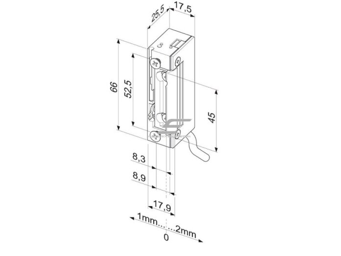 Elektromagnetinė durų spyna | sklendė | 43Ohm | 10-24V AC/DC | jėga 375kg | su atmintim | su 300mm kabeliu | EFF EFF | ASSA ABLOY | 148WE 1