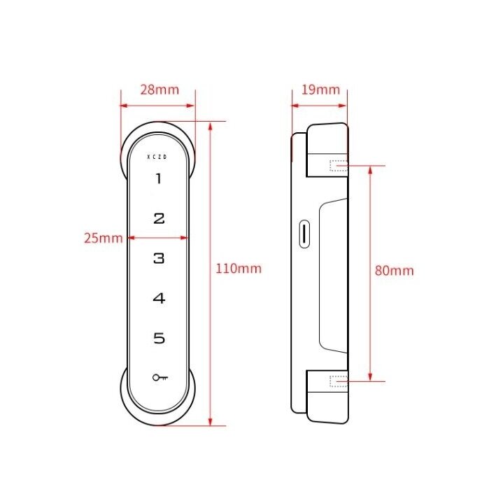Elektroniczny zamek szyfrowy | cyfrowy | 110x28x19mm | stop cynku | z podświetleniem | srebrny 2