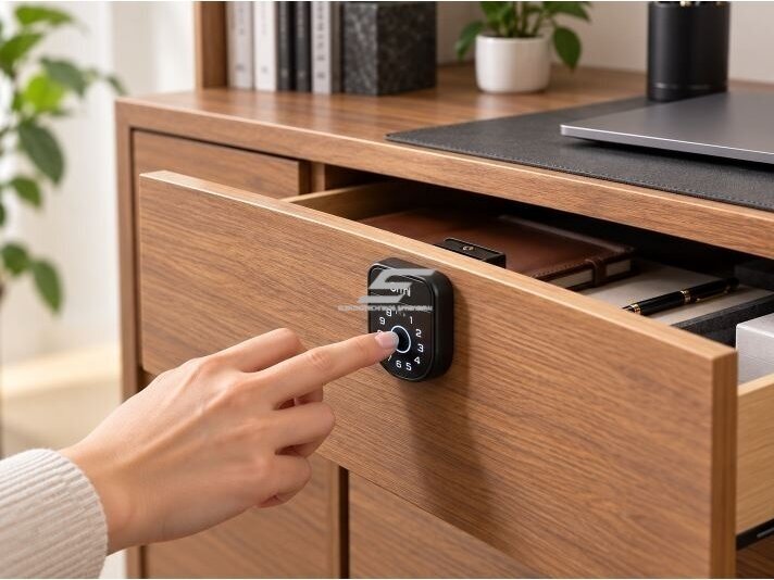 Elektroninė spyna su RFID skaitytuvo | piršto antspaudo | PIN kodo | bluetooth BLE 4.0 atrakinimu | spintelei | stalčiui | 63x58x20mm | juoda 5 Elektroninė spyna su RFID skaitytuvo | piršto antspaudo | PIN kodo | bluetooth BLE 4.0 atrakinimu | spintelei | stalčiui | 63x58x20mm | juoda 5