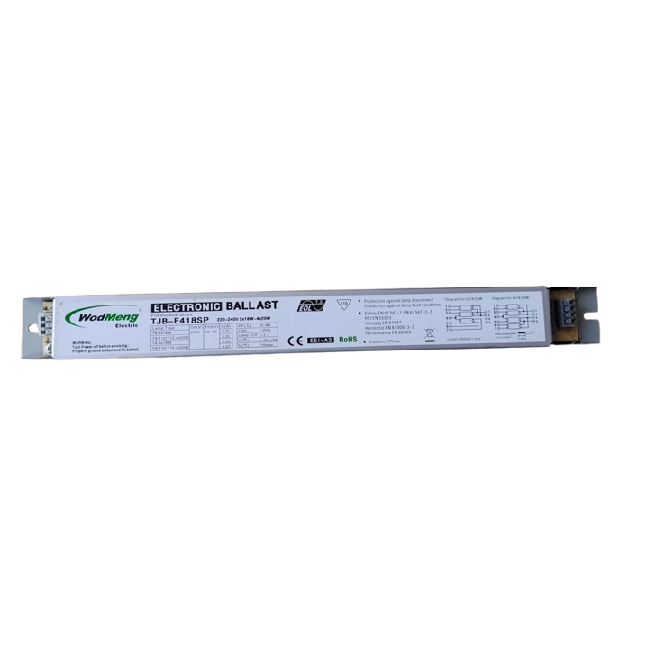 Elektroninis balastas | 3x18-20W / 4x18-20W | 230V | T8/T9/T10/T12 lempoms valdyti | paleisti | WodMeng Electric | TJB-E418SP