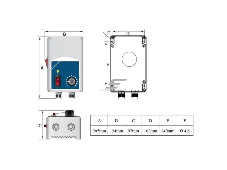 Elektroninis ventiliatoriaus greičio reguliatorius | 0,5-6A | 70-230VAC | virštinkinis | IP54 | Sentera Controls | SLM-0-60-AT | 5401003014608 3