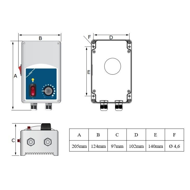 Electronic fan speed controller | 0,5-6A | 70-230VAC | surface-mounted | IP54 | Sentera Controls | SLM-0-60-AT | 5401003014608 3 Electronic fan speed controller | 0,5-6A | 70-230VAC | surface-mounted | IP54 | Sentera Controls | SLM-0-60-AT | 5401003014608 3