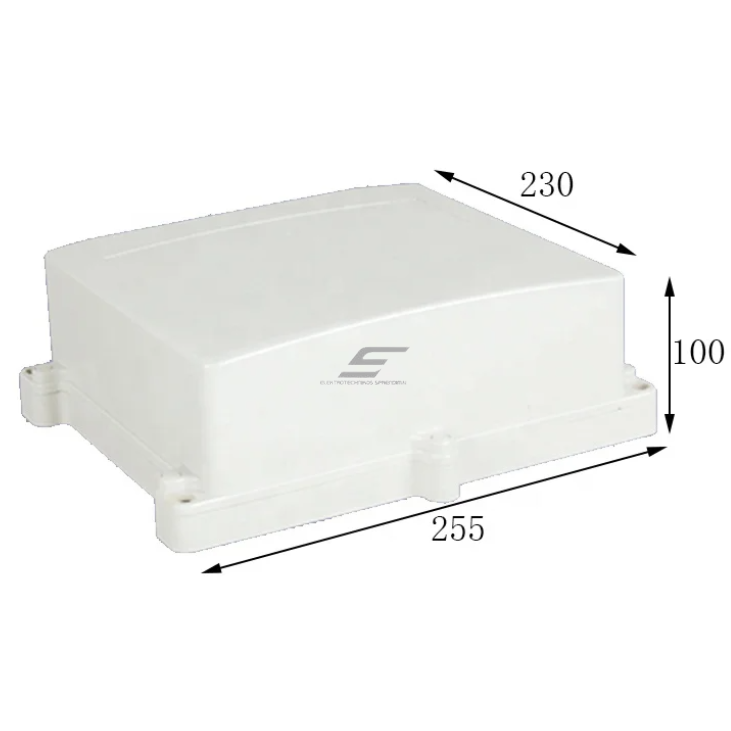 Rozdzielnica elektryczna | z uszami po bokach | hermetyczna | 255x230x100mm | montaż powierzchniowy | plastikowy | szary | IP65 4 Rozdzielnica elektryczna | z uszami po bokach | hermetyczna | 255x230x100mm | montaż powierzchniowy | plastikowy | szary | IP65 4